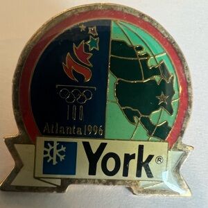 1996 Atlanta Olympic Game Enamel Lapel Hat Pin York Sponsor Vintage Collectible